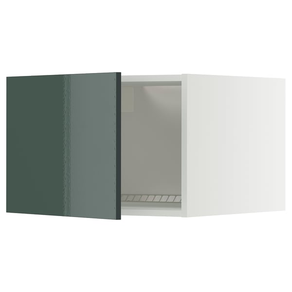 METOD - METOD Top cabinet for fridge/freezer, white/Kallarp high-gloss dark grey-green, 60x40 cm