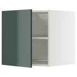 METOD top cabinet for fridge/freezer, white/Kallarp high-gloss dark grey-green, 60x60 cm