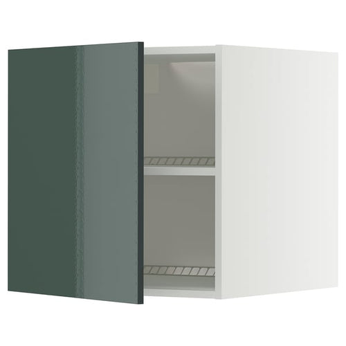 METOD - METOD Top cabinet for fridge/freezer, white/Kallarp high-gloss dark grey-green, 60x60 cm