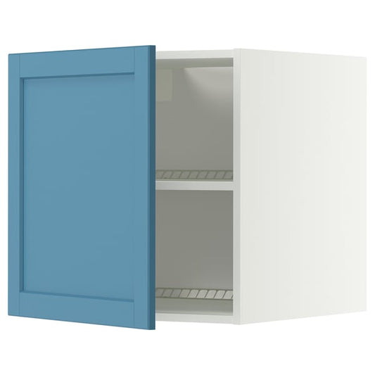 METOD top cabinet for fridge/freezer, white/Lerhyttan blue, 60x60 cm