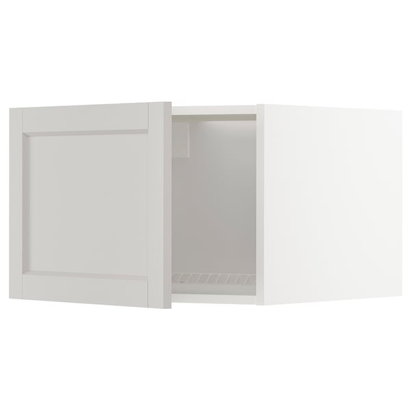 METOD - METOD Top cabinet for fridge/freezer, white/Lerhyttan light grey, 60x40 cm