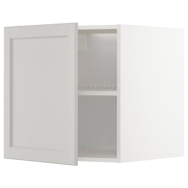 METOD - METOD Top cabinet for fridge/freezer, white/Lerhyttan light grey, 60x60 cm
