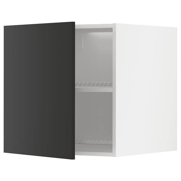 METOD top cabinet for fridge/freezer, white/Nickebo matt anthracite, 60x60 cm