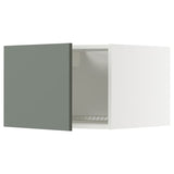 METOD top cabinet for fridge/freezer, white/Nickebo matt grey-green, 60x40 cm