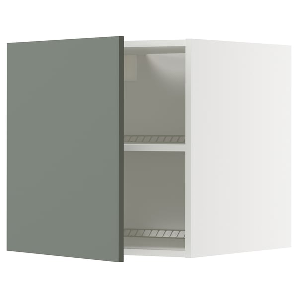 METOD top cabinet for fridge/freezer, white/Nickebo matt grey-green, 60x60 cm