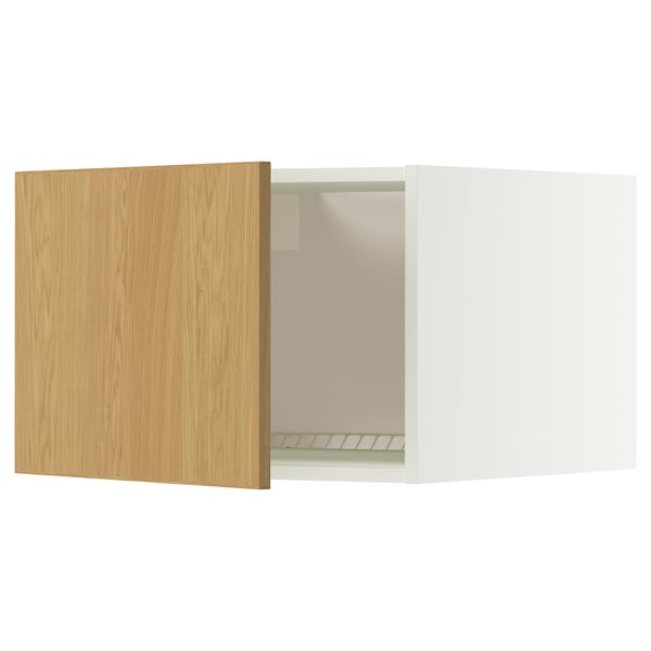 METOD refrigerator/freezer top element, white/Sinarp oak veneer, 60x40 cm