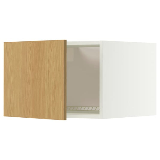 METOD refrigerator/freezer top element, white/Sinarp oak veneer, 60x40 cm