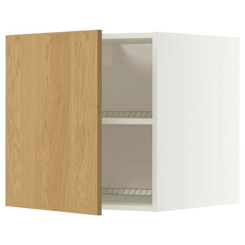 METOD top cabinet for fridge/freezer, white/Sinarp oak veneer, 60x60 cm
