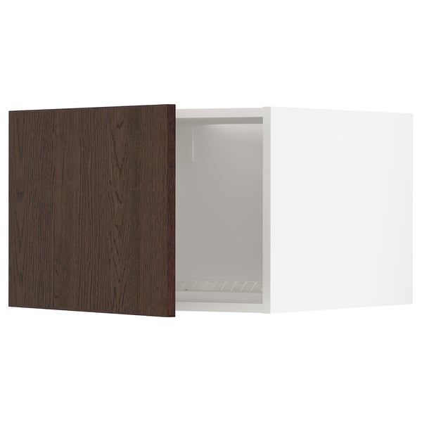 METOD top cabinet for fridge/freezer, white/Sinarp brown, 60x40 cm