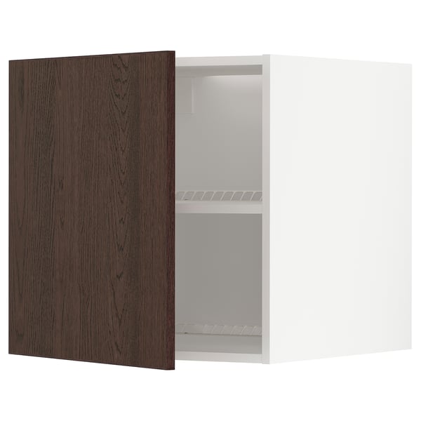 METOD top cabinet for fridge/freezer, white/Sinarp brown, 60x60 cm