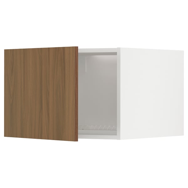 METOD top cabinet for fridge/freezer, white/Tistorp brown walnut effect, 60x40 cm