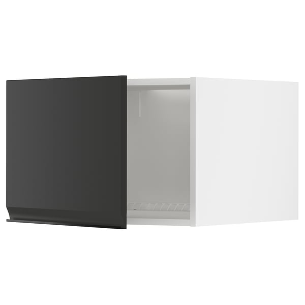 METOD - Top cabinet for fridge/freezer, white/Upplöv matt anthracite ,