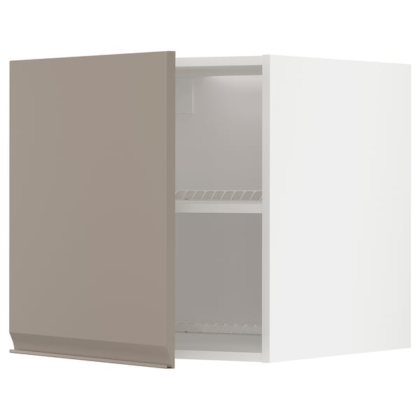 METOD top cabinet for fridge/freezer, white/Upplöv matt dark beige, 60x60 cm