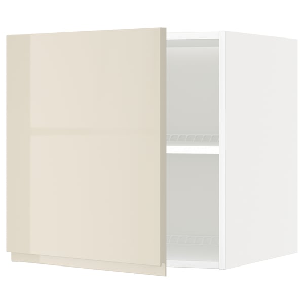 METOD - Top cabinet for fridge/freezer, white/Voxtorp high-gloss light beige, 60x60 cm