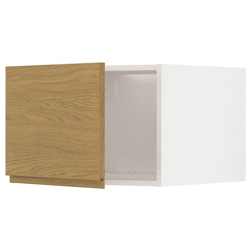 METOD - METOD Top cabinet for fridge/freezer, white/Voxtorp oak effect, 60x40 cm