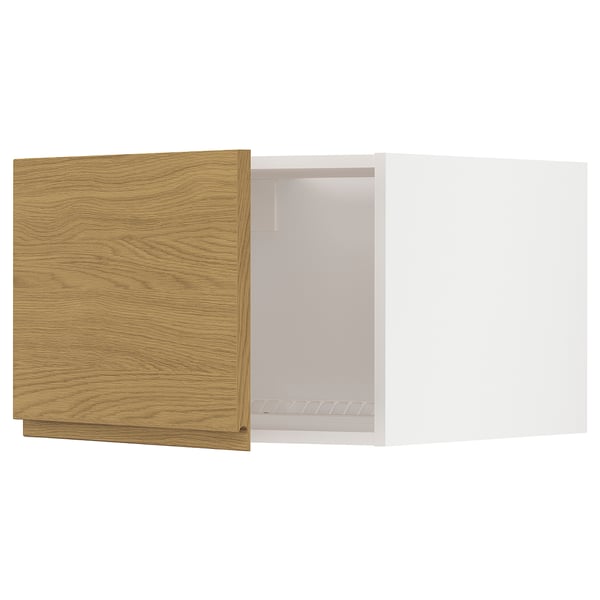 METOD - METOD Top cabinet for fridge/freezer, white/Voxtorp oak effect, 60x40 cm