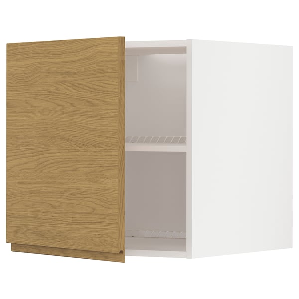 METOD - METOD Top cabinet for fridge/freezer, white/Voxtorp oak effect, 60x60 cm