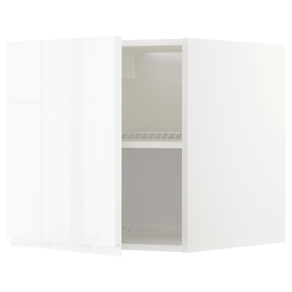 METOD top cabinet for fridge/freezer, white/Voxtorp high-gloss/white, 60x60 cm