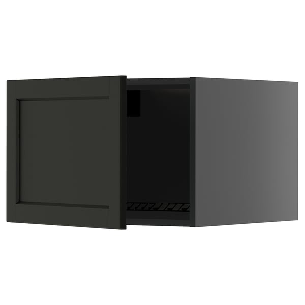 METOD - METOD Top cabinet for fridge/freezer, black-grey/Lerhyttan black stained, 60x40 cm