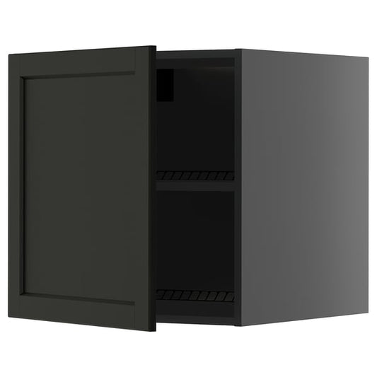 METOD - METOD Top cabinet for fridge/freezer, black-grey/Lerhyttan black stained, 60x60 cm
