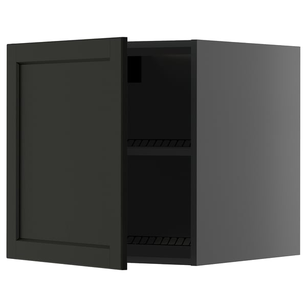 METOD - METOD Top cabinet for fridge/freezer, black-grey/Lerhyttan black stained, 60x60 cm