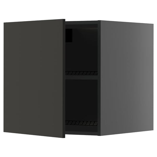 METOD - METOD Top cabinet for fridge/freezer, black-grey/Nickebo matt anthracite, 60x60 cm