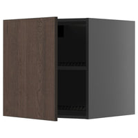 METOD top cabinet for fridge/freezer, black-grey/Sinarp brown, 60x60 cm