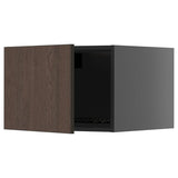 METOD top cabinet for fridge/freezer, black-grey/Sinarp brown, 60x40 cm
