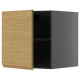 METOD top cabinet for fridge/freezer, black-grey/Voxtorp oak effect, 60x60 cm