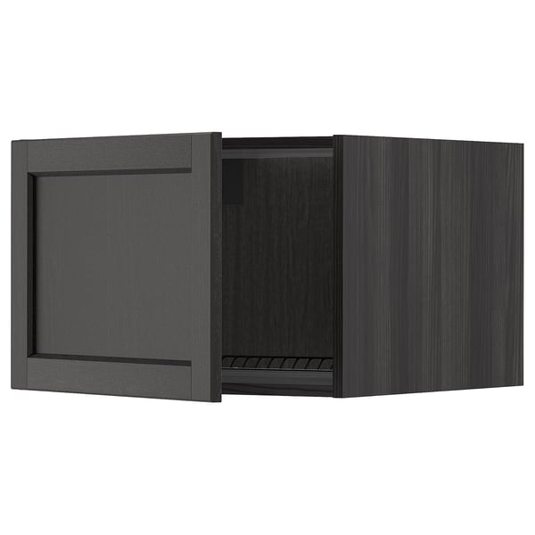 METOD - METOD Top cabinet for fridge/freezer, black/Lerhyttan black stained, 60x40 cm