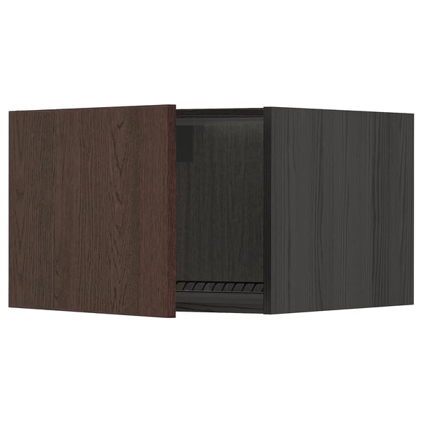 METOD - METOD Top cabinet for fridge/freezer, black/Sinarp brown, 60x40 cm