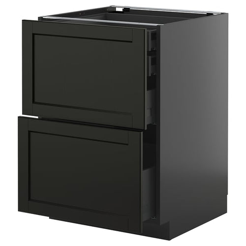 METOD / KNIVSHULT - METOD / KNIVSHULT Base cb 2 frnts/2 low/1 md/1 hi drw, black-grey/Lerhyttan black stained, 60x60 cm