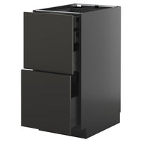 METOD / KNIVSHULT base cb 2 frnts/2 low/1 md/1 hi drw, black-grey/Nickebo matt anthracite, 40x60 cm