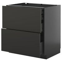 METOD / KNIVSHULT base cb 2 frnts/2 low/1 md/1 hi drw, black-grey/Nickebo matt anthracite, 80x60 cm