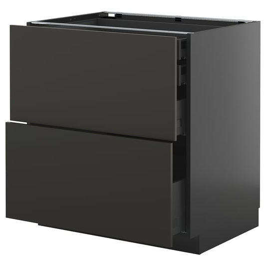 METOD / KNIVSHULT - METOD / KNIVSHULT Base cb 2 frnts/2 low/1 md/1 hi drw, black-grey/Nickebo matt anthracite, 80x60 cm