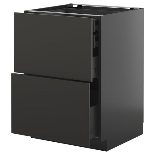 METOD / KNIVSHULT - METOD / KNIVSHULT Base cb 2 frnts/2 low/1 md/1 hi drw, black-grey/Nickebo matt anthracite, 60x60 cm
