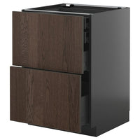 METOD / KNIVSHULT base cb 2 frnts/2 low/1 md/1 hi drw, black-grey/Sinarp brown, 60x60 cm