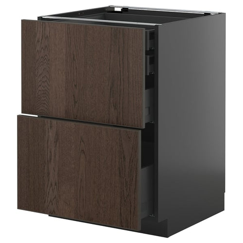 METOD / KNIVSHULT - METOD / KNIVSHULT Base cb 2 frnts/2 low/1 md/1 hi drw, black-grey/Sinarp brown, 60x60 cm