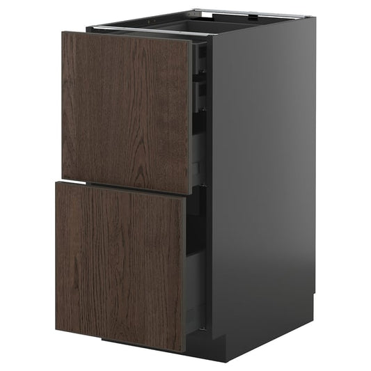 METOD / KNIVSHULT - METOD / KNIVSHULT Base cb 2 frnts/2 low/1 md/1 hi drw, black-grey/Sinarp brown, 40x60 cm