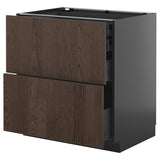 METOD / KNIVSHULT base cb 2 frnts/2 low/1 md/1 hi drw, black-grey/Sinarp brown, 80x60 cm