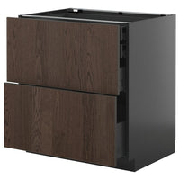 METOD / KNIVSHULT base cb 2 frnts/2 low/1 md/1 hi drw, black-grey/Sinarp brown, 80x60 cm