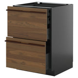 METOD / KNIVSHULT base cb 2 frnts/2 low/1 md/1 hi drw, black-grey/Stensta dark brown ash veneer, 60x60 cm