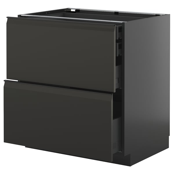METOD / KNIVSHULT - METOD / KNIVSHULT Base cb 2 frnts/2 low/1 md/1 hi drw, black-grey/Upplöv matt anthracite, 80x60 cm