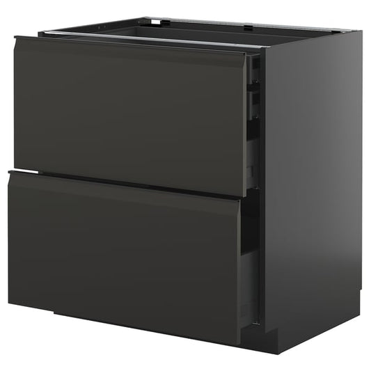 METOD / KNIVSHULT - METOD / KNIVSHULT Base cb 2 frnts/2 low/1 md/1 hi drw, black-grey/Upplöv matt anthracite, 80x60 cm