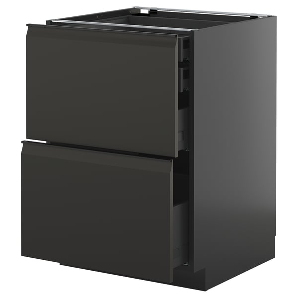 METOD / KNIVSHULT - METOD / KNIVSHULT Base cb 2 frnts/2 low/1 md/1 hi drw, black-grey/Upplöv matt anthracite, 60x60 cm