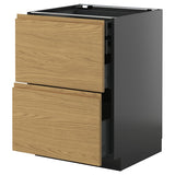 METOD / KNIVSHULT base cb 2 frnts/2 low/1 md/1 hi drw, black-grey/Voxtorp oak effect, 60x60 cm