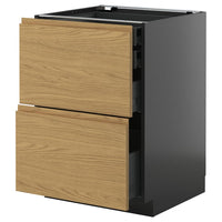 METOD / KNIVSHULT base cb 2 frnts/2 low/1 md/1 hi drw, black-grey/Voxtorp oak effect, 60x60 cm