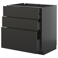 METOD / KNIVSHULT base cb 3 frnts/2 low/1 md/1 hi drw, black-grey/Nickebo matt anthracite, 80x60 cm