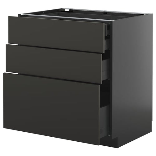 METOD / KNIVSHULT - METOD / KNIVSHULT Base cb 3 frnts/2 low/1 md/1 hi drw, black-grey/Nickebo matt anthracite, 80x60 cm