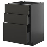 METOD / KNIVSHULT base cb 3 frnts/2 low/1 md/1 hi drw, black-grey/Nickebo matt anthracite, 60x60 cm